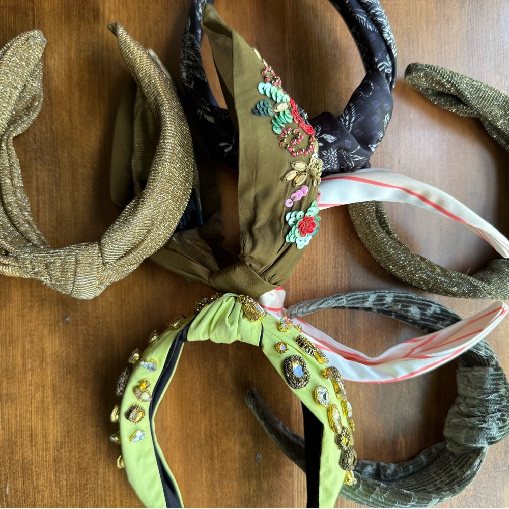 7 Headbands - Green, Gold, Black